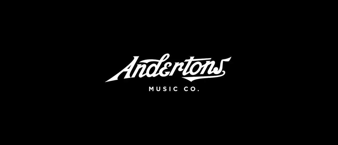 Andertons Music Co wordmark, white on black