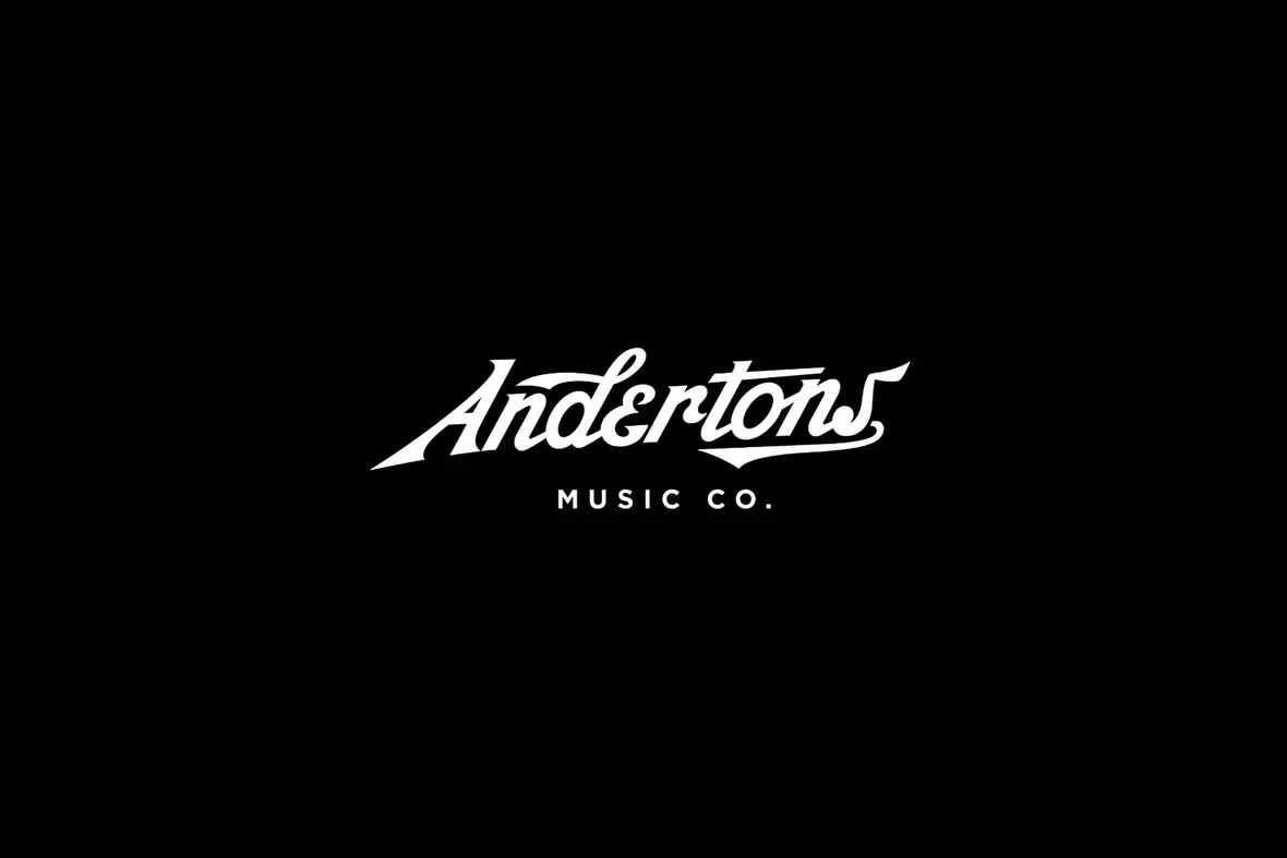 Andertons Music Co wordmark, white on black